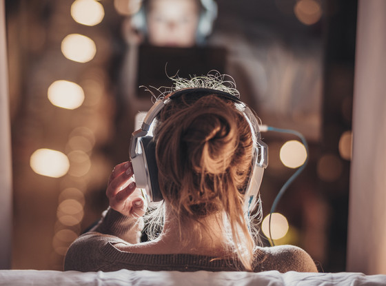Woman with Headphones Woman with Headphones